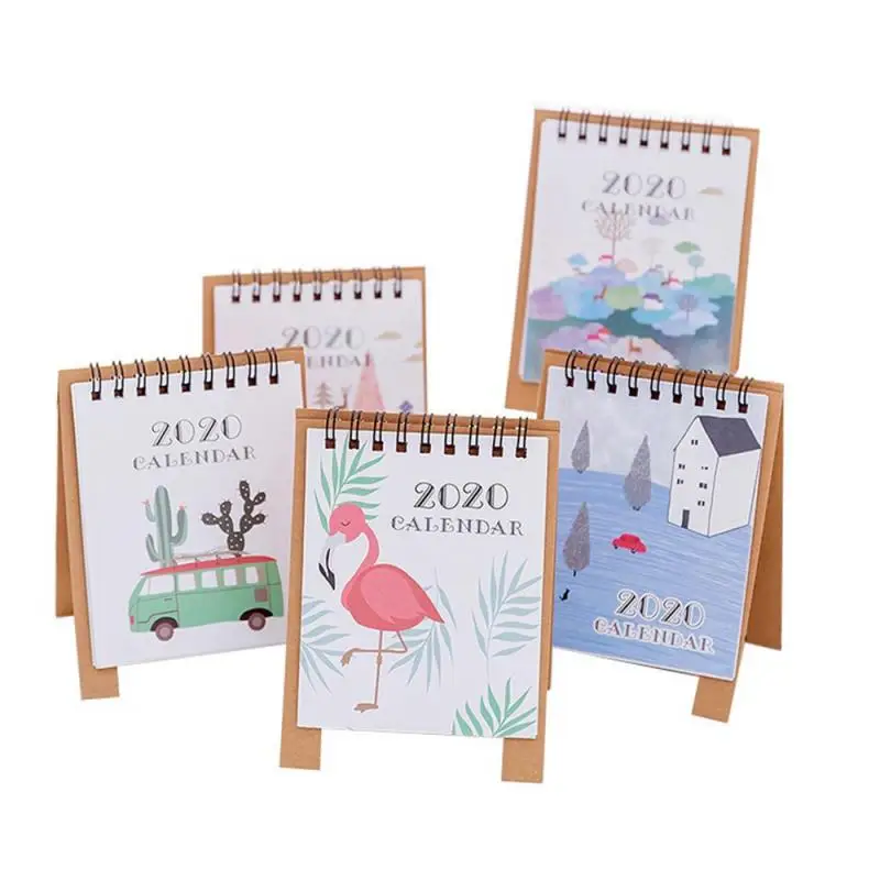 Новинка 2020 настольный бумажный мини-календарь с мультяшным рисунком двойной