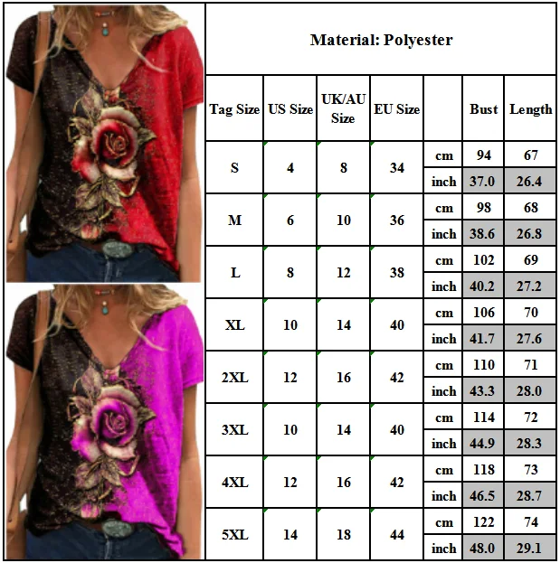 

Fashion 3D Floral Print Women T Shirt TopsV Neck Short Sleeve Pullover Women Clothing Casual Loose Pullover Summer Top Tees