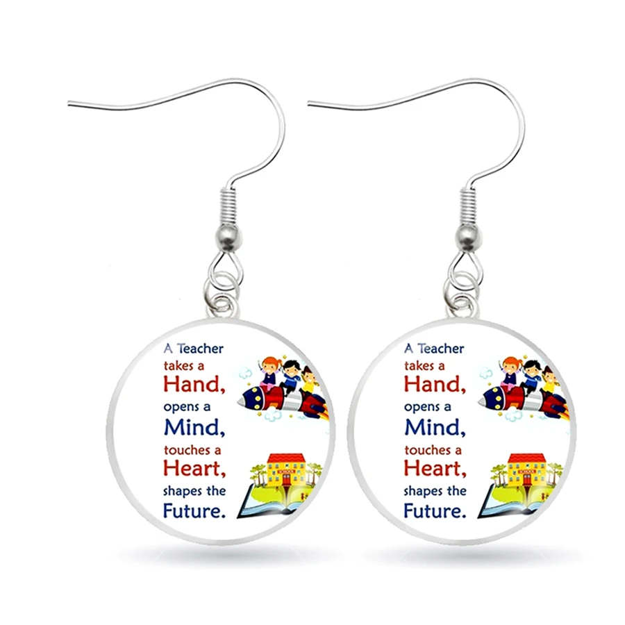 Супер учительские висячие серьги учение это работа сердца стеклянные