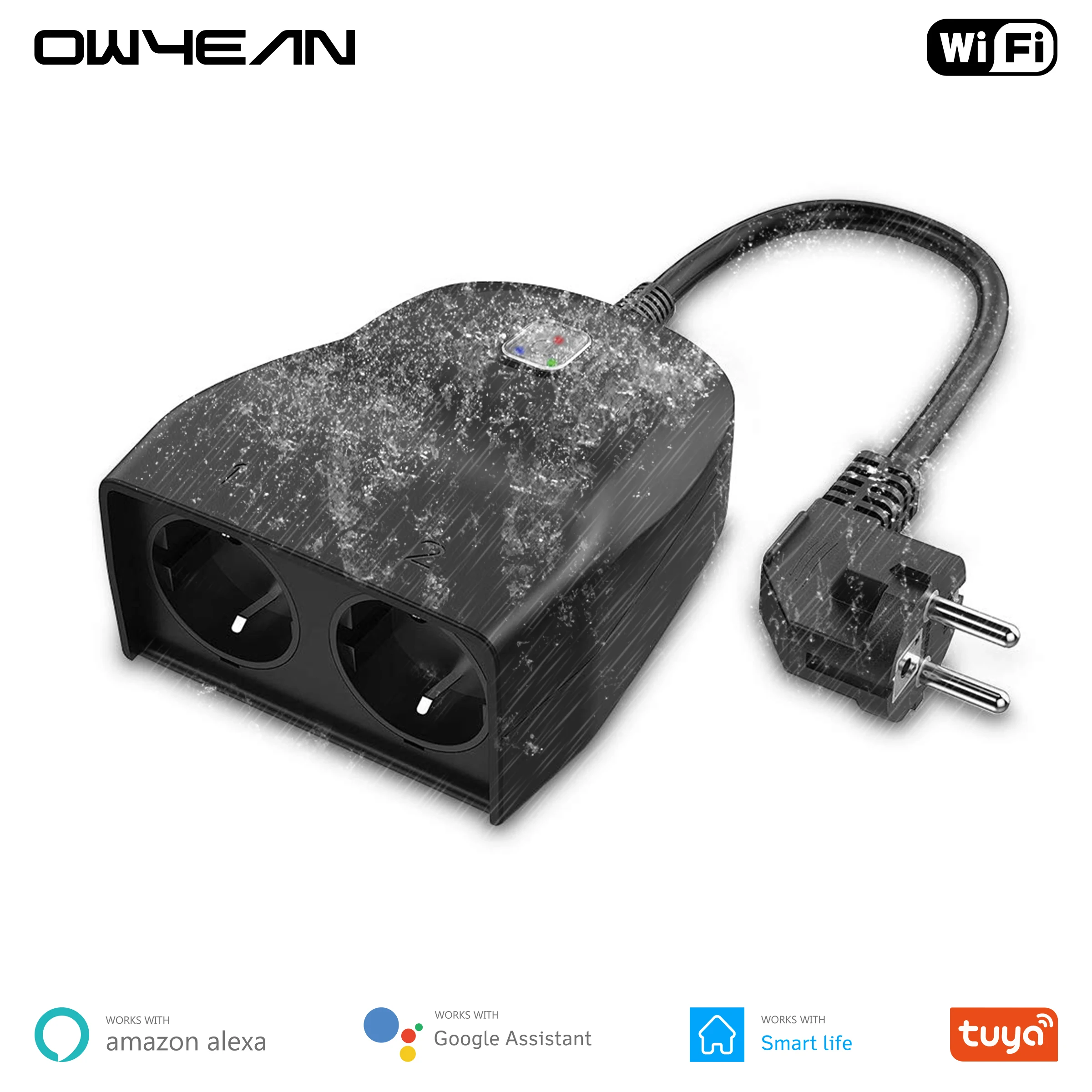 Tuya двойной IP44 открытый Водонепроницаемый WiFi смарт розетка 2000W ЕС внешний