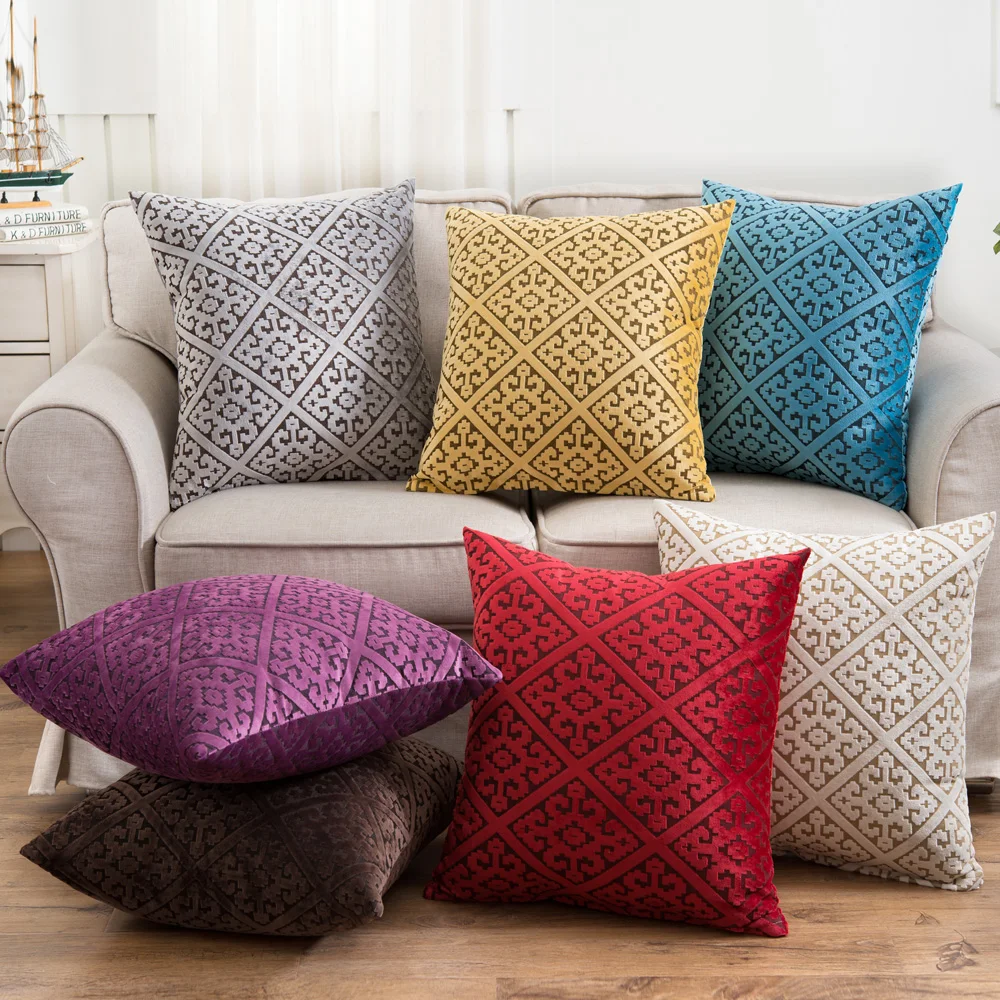 Элегантные замшевые жаккардовые декоративные наволочки 45*45 см геометрические