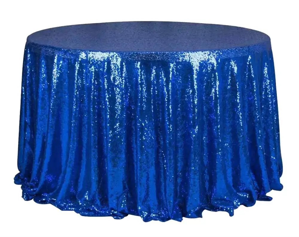 Королевский синий блесток скатерть мерцающий круглый Свадебная для Хэллоуина