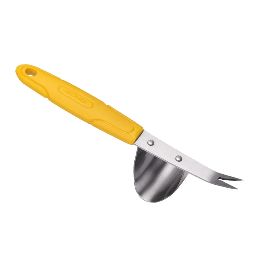 

1Pc Stainless Steel Root Remover Garden Weeding Tool Handle Manual Weeder Weeding Device Type Mouth Shovel (Yellow)