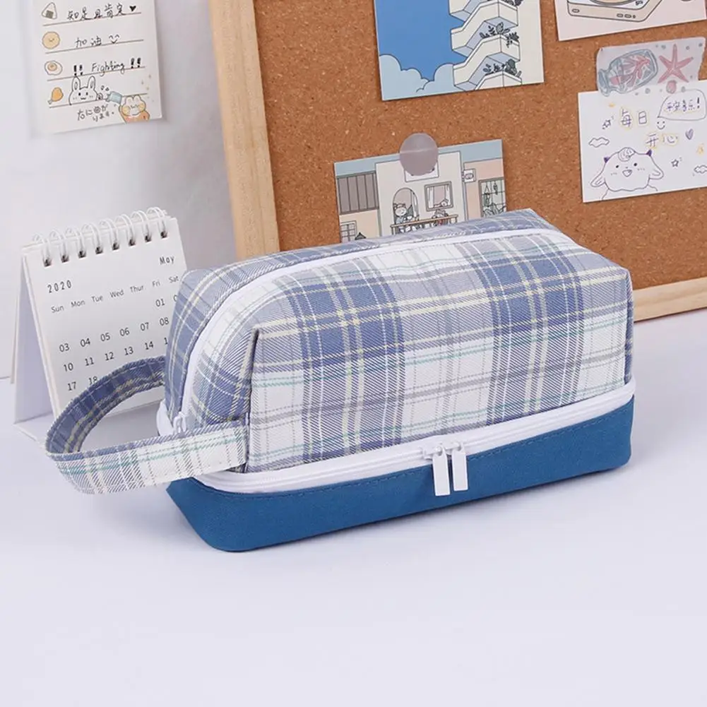 

Large-capacity Double-layer Canvas Material Large Bow Pencil Stationery Case Jk Case Double-layer School Pencil Detachable L8L4