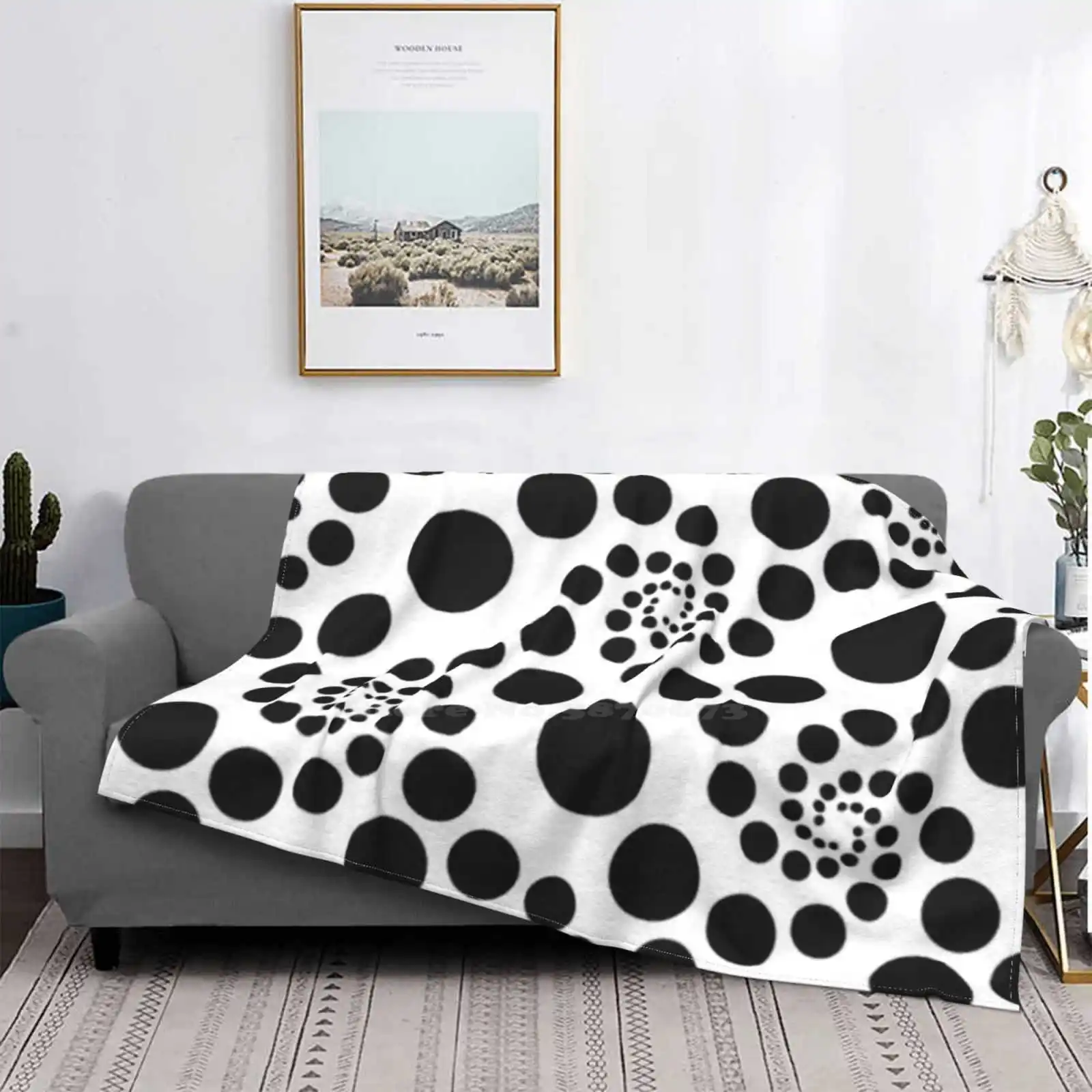 

Manta de aire acondicionado con puntos blancos y negros, suave, cálida, ligera, fina