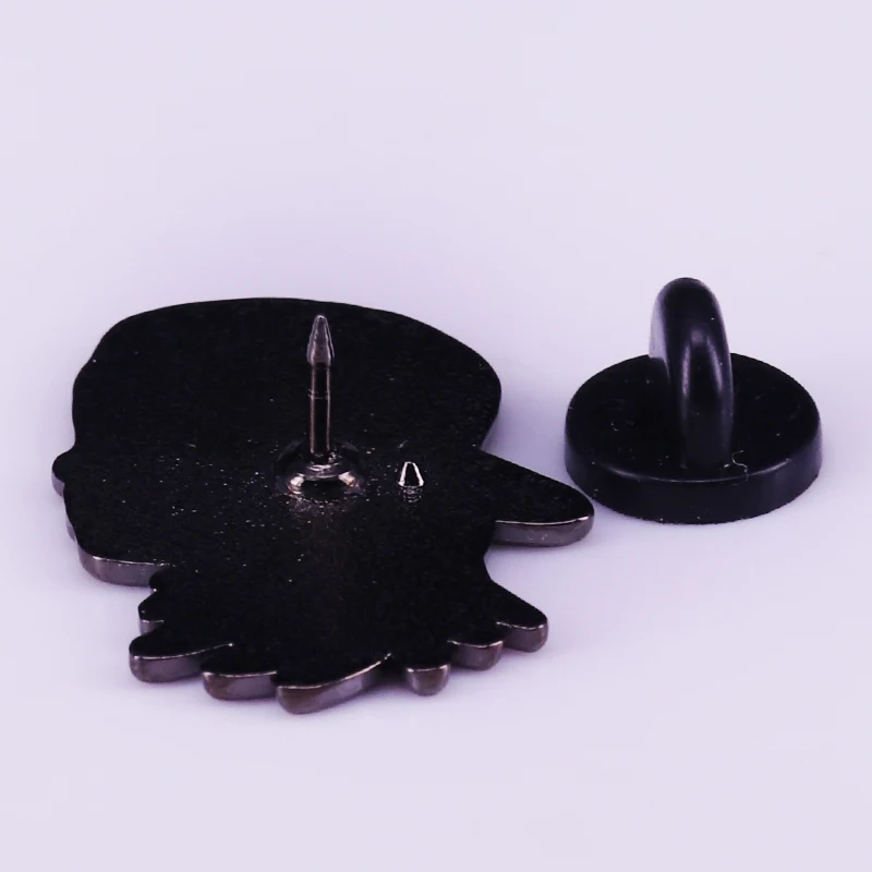 Сахарная девочка череп с длинными волосами Эмаль Булавка цветок на кепке брошь