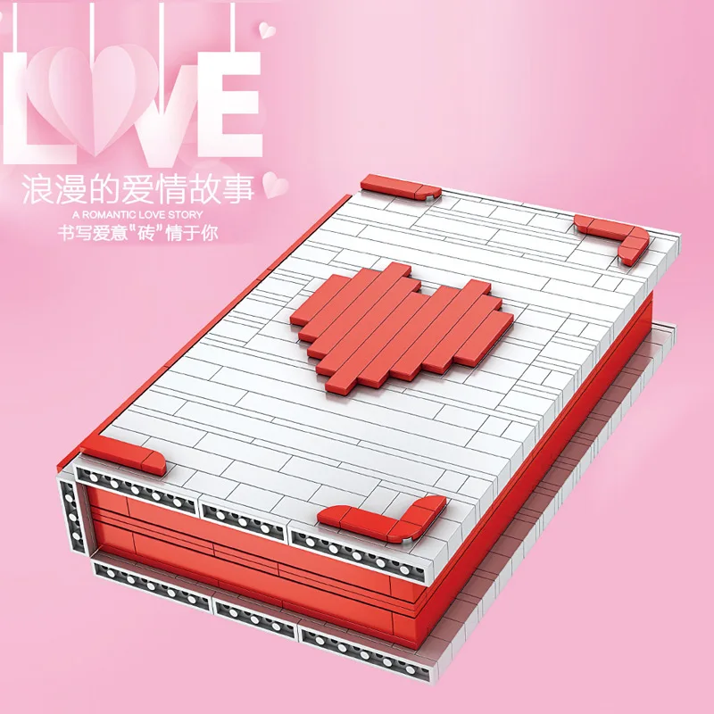 

Creative Gift Heart Romantic Love Story Confession Book Building Blocks Bricks Educational Toys For Kids Girl Friends DIY Gifts