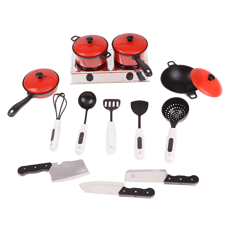 

13pcs Kitchen Pretend Play House Toy Set Utensils Cooking Pot Pan Cookware Role Play Miniature Simulation Cook Gift For Girl