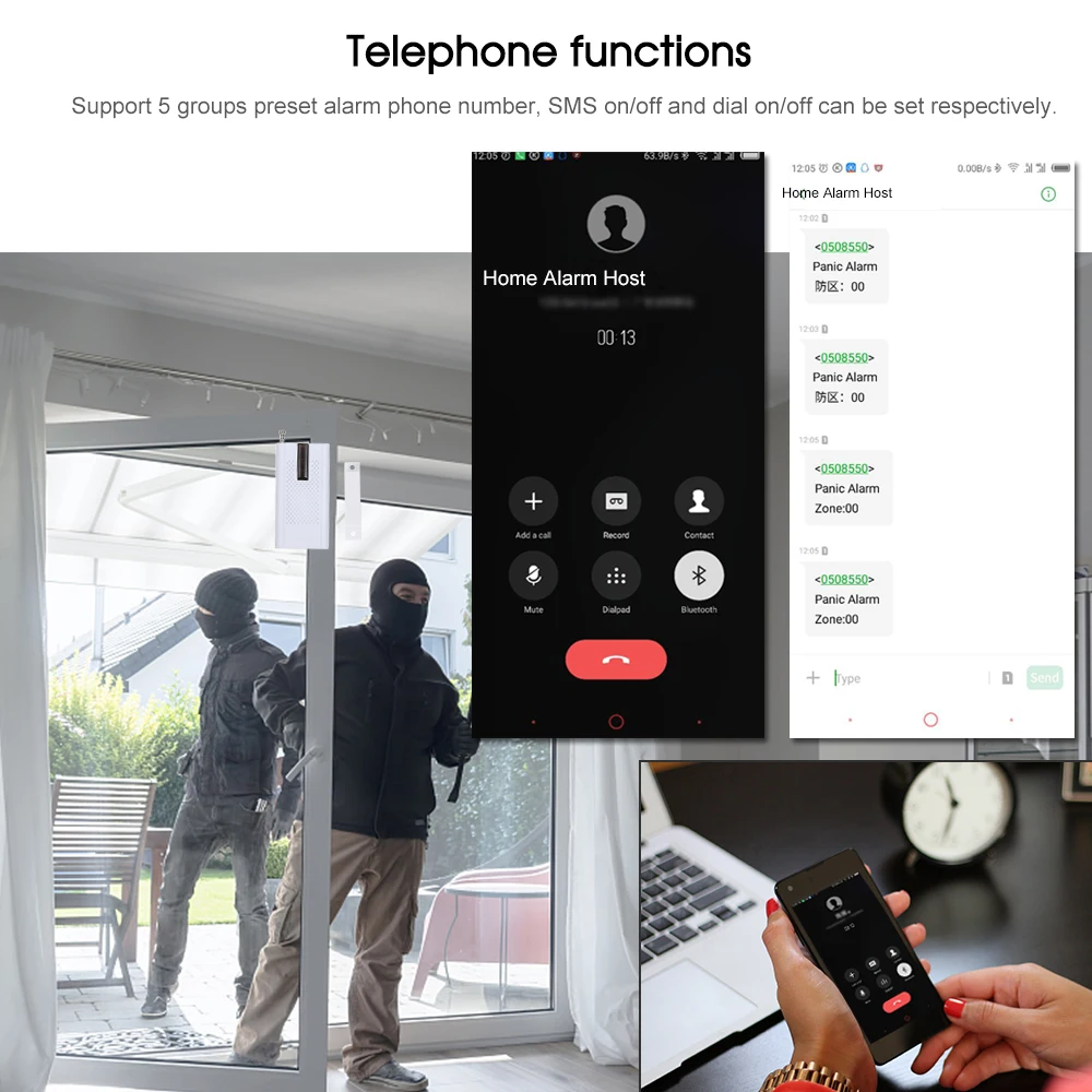 433MHz Wifi GSM Alarm System Intercom Detectors Remote Control Autodial TFT Display Tuya Keyboard Compatible with Amazon Alexa |