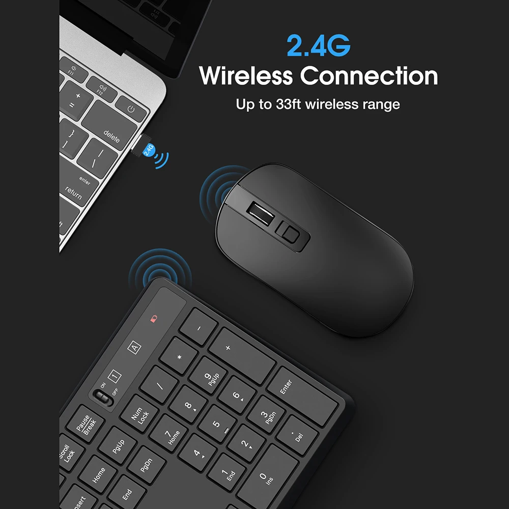 Комплект клавиатуры и мыши VicTsing PC230 104 клавиш USB бесшумная мышь|Комплекты мышь