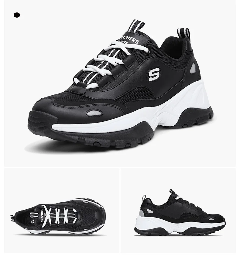 Skechers/Мужская обувь D'lites на платформе; Вулканизированная обувь; кроссовки со шнуровкой; обувь для папы; кроссовки; брендовая Роскошная оригинальная обувь; 999031-BKW