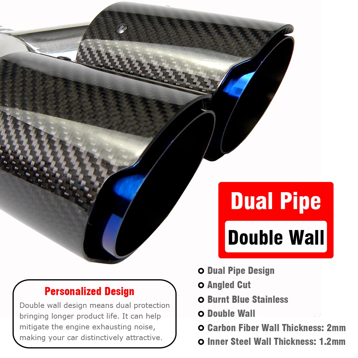 Двойное углеродное волокно + всгоревшая синяя нержавеющая сталь Универсальная