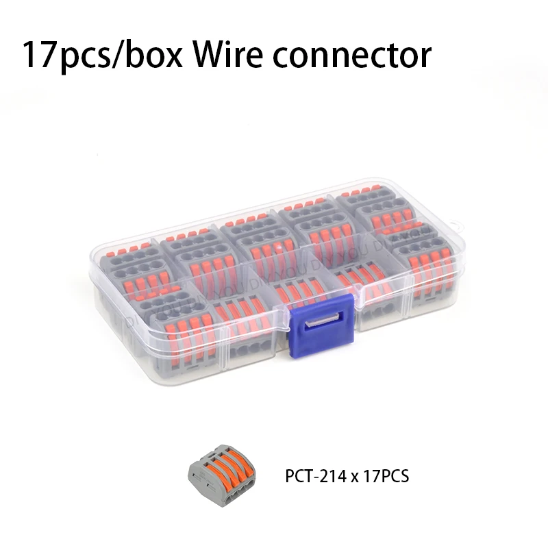 PCT-214GR(17PCS) Смешанные в штучной упаковке быстрый соединитель проводов Укрась свою PCT-212/213/214/215/218/222 SPL-2 3 компактный проводной разъем, клемма блока - Цвет: PCT-214GR(17PCS)