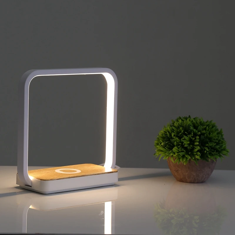 

LED Desk Lamp Fast Wireless Charger Adjustable Angle Charging Table Bedside Night Light Phone Charger US Plug
