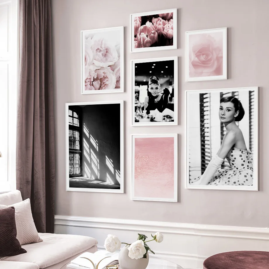 Настенная Картина на холсте с изображением женщины окна цветов скандинавские