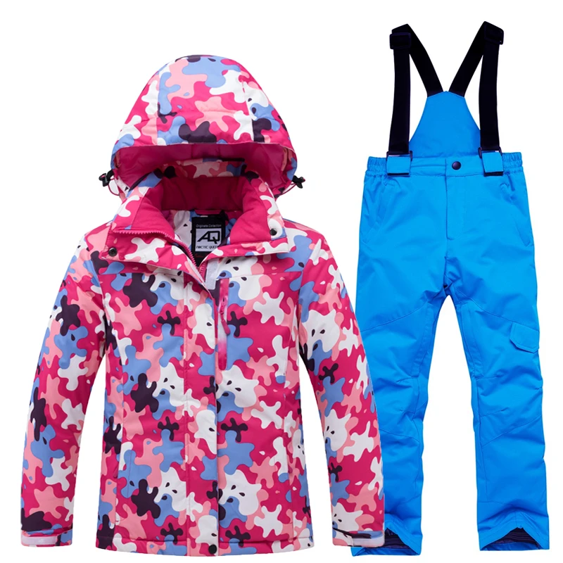Зимние лыжные костюмы куртка штаны Детские камуфляжные теплые ветрозащитные