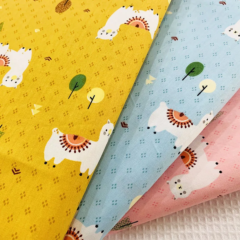 Саржевая хлопчатобумажная ткань с милым принтом животного для рукоделия