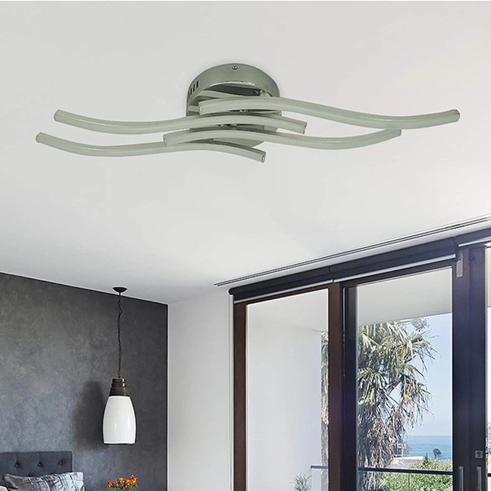 

[DBF]Modern Wavy LED Ceiling Lights 24W Round Curved Design Ceiling Lamp Warm/Cold White Light for Aisle Living room Decor