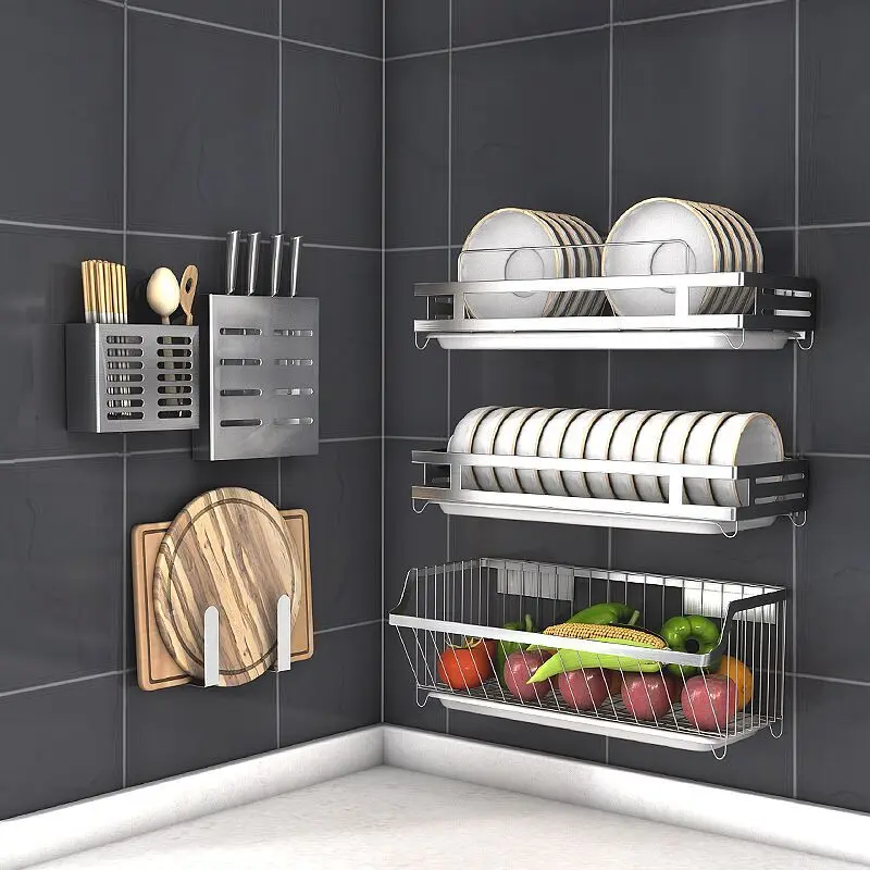 Настенная кухонная полка из нержавеющей стали 304 для инструментов приправ