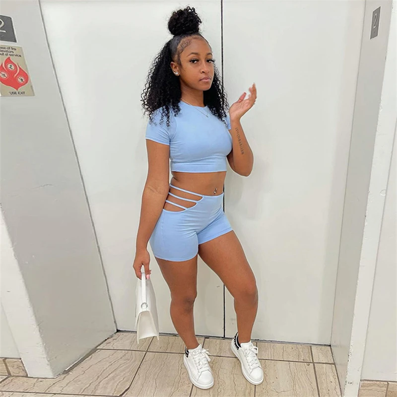 Однотонный Повседневный Спортивный костюм комплект из двух предметов