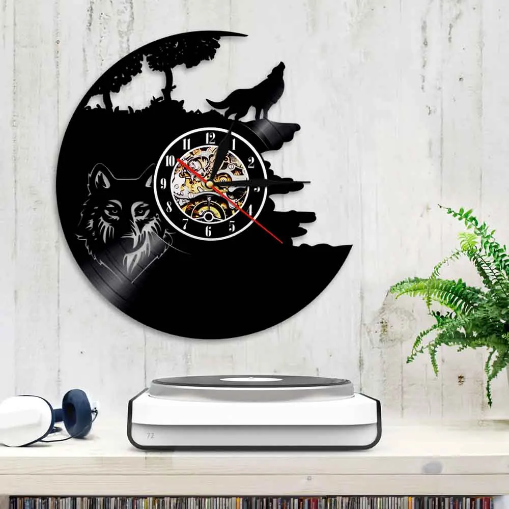 Виниловые часы Howling Wolf настенные Horloge Wild Animal Art современный уникальный домашний