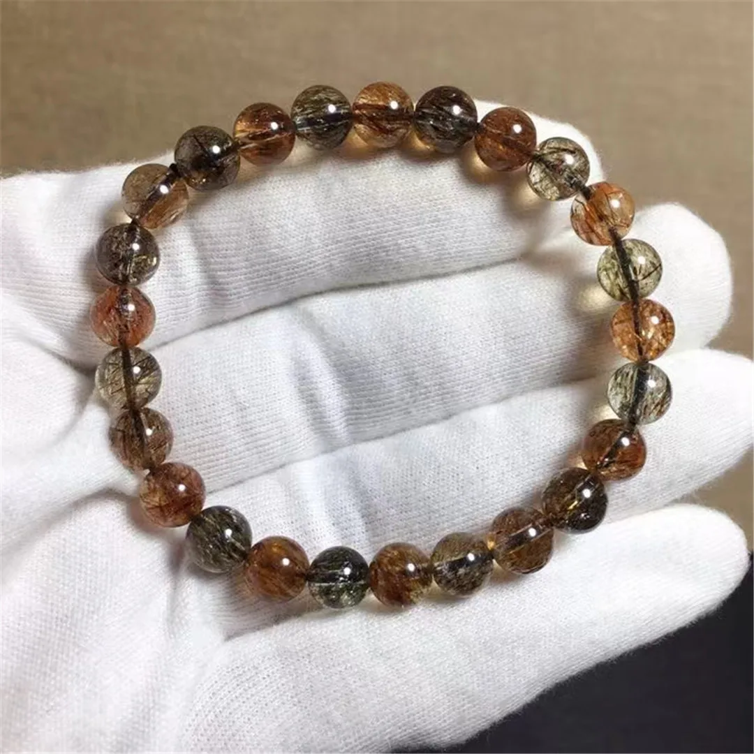 

Браслет Кварцевый диаметром 7 мм для женщин и мужчин, подарочные украшения из натурального сверхсеми мелодий, Исцеляющие кристаллы, редкие ...