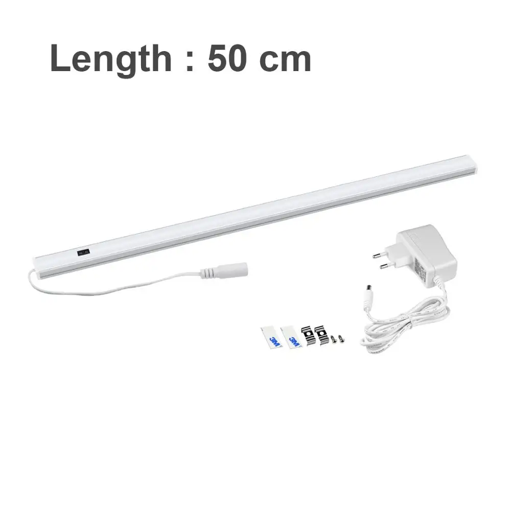 1x50cm With Power Светодиодный Кухня светильник Спальня замена лампы Цвет 12V ручная развертка движения Сенсор 220V светодиодный шкаф светильник Инж - Цвет: 1x50cm With Power