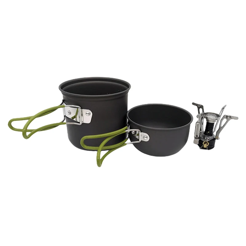 

Portable Outdoor Camping Cookware Set Ultra-Light Cooking Gas Stove Pot Kit Outdoor Hiking Picnic Cooker Tableware 1-2 People