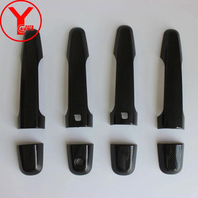 carbon fiber 2 holes Крышки дверных ручек для MITSUBISHI PAJERO SPORT Shogun L200 Triton ABS автомобильные аксессуары для Montero sport YCSUNZ - Цвет: carbon fiber 2 holes