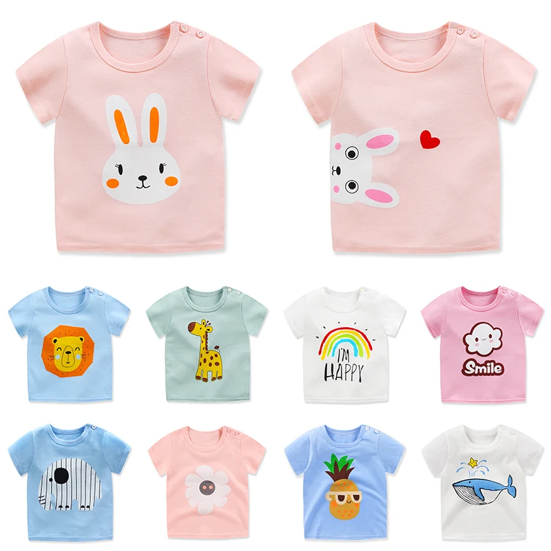 

T Shirt Cotton Short Sleeve Top Cute Shirt Summer Baby Boys Cartoon Tees Casual Children Regular Unisex Cn(origin) O-neck