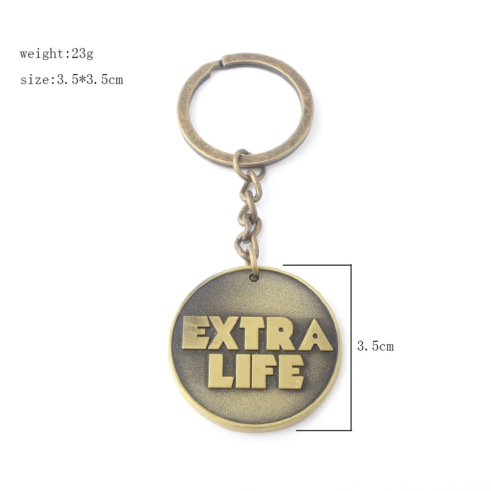 

Hi Friend Popular Movie Ready Player One Key Chain Round Metal Coin Extra Life Keyring Game Memorial Collection Ornaments