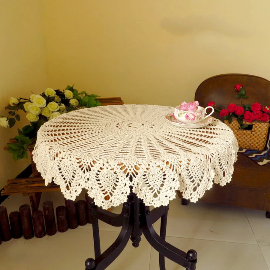

Cotton Lace Cup Mat Placemat 70/ 80/90 CM RD Shabby Chic 3 Sizes Vintage Crocheted Tablecloth Handmade Crochet Coasters