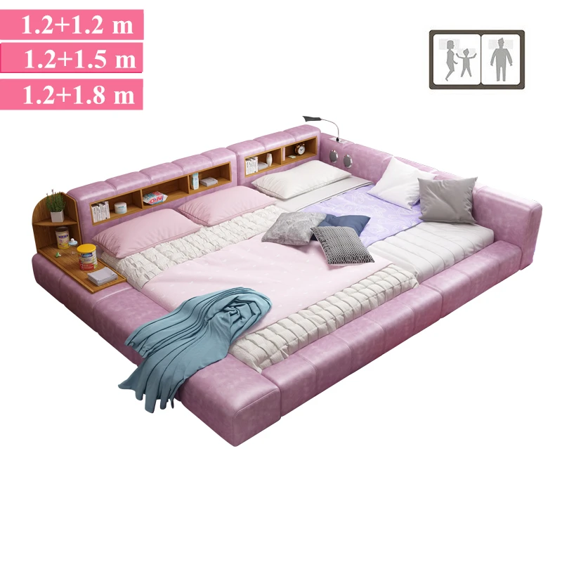 Кожаная кровать новейшая многофункциональная из натуральной кожи современный