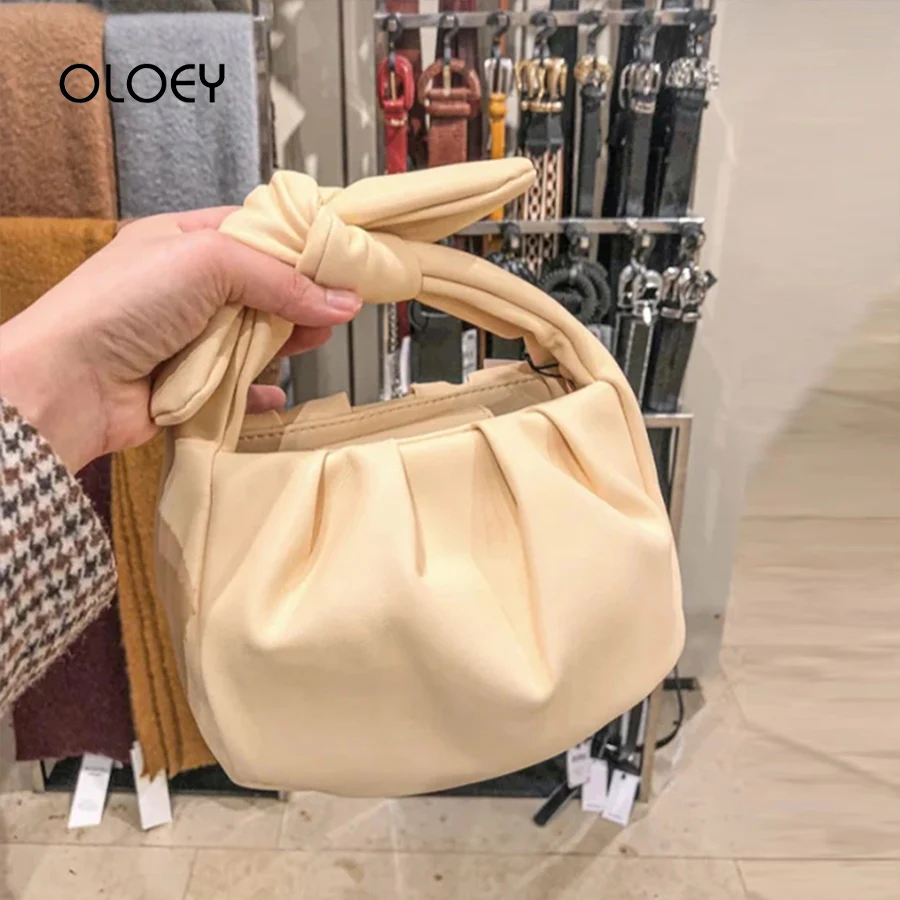 Мягкая женская сумка облако дизайнерские роскошные сумки Кожаный клатч с бантом