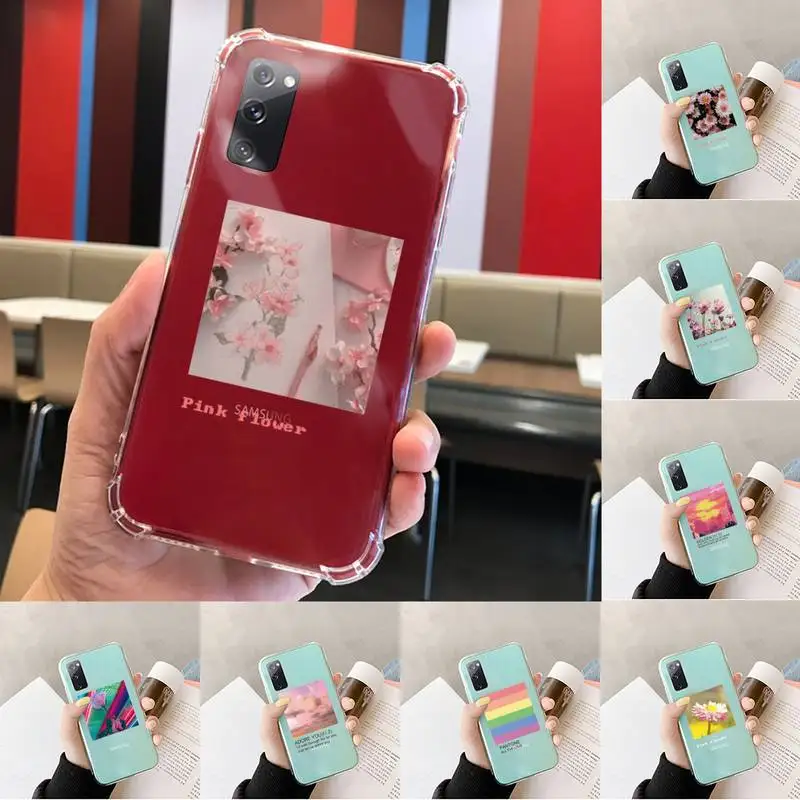 

Flower Summer Pink Phone Case Transparent For Samsung S 10 9 20 11 7 8 21 6 P Edge PLUS ULTRA 4G 5G