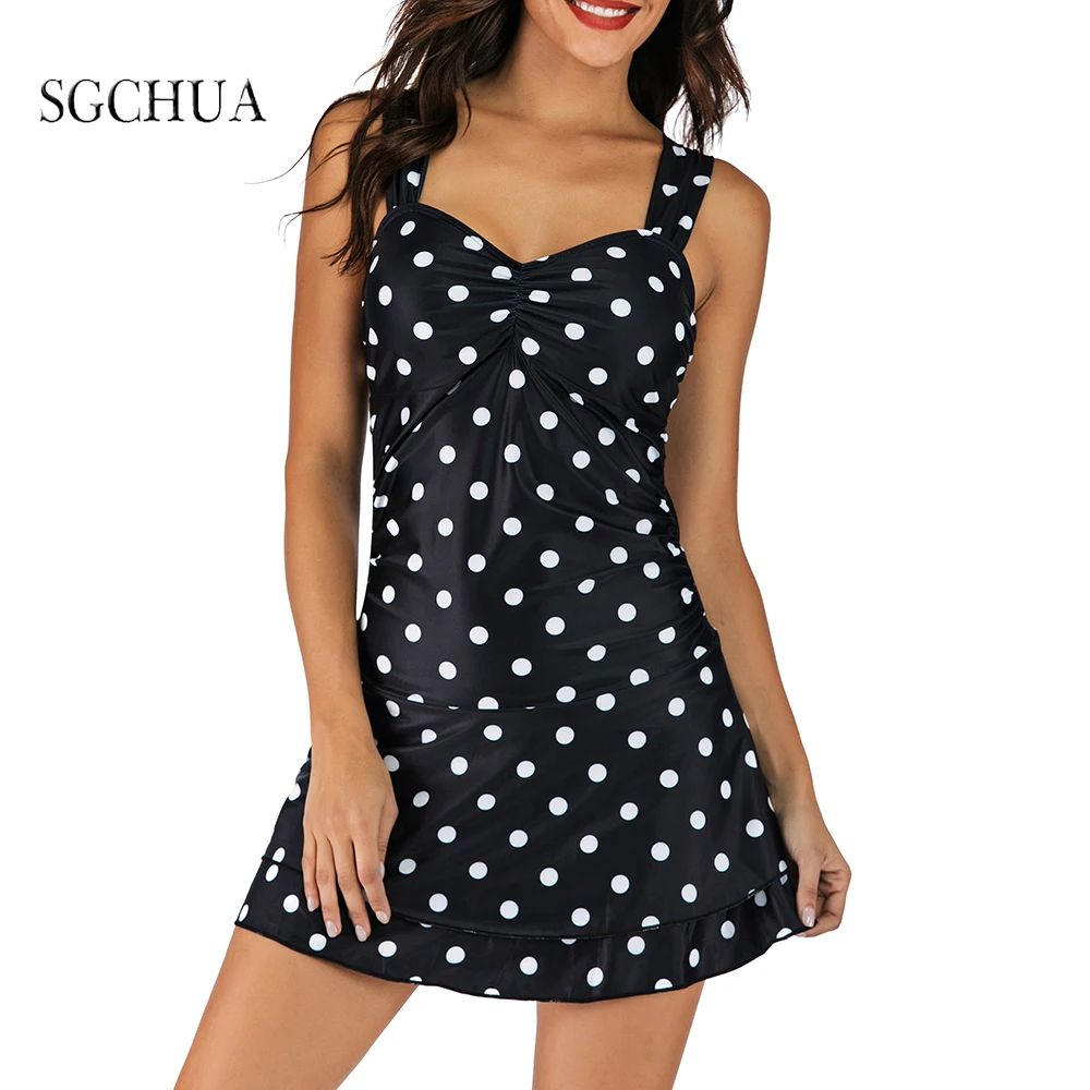 July Sand Retro Dot Printed Swimsuit Women One Piece Swimsuit Summer Swimwear Dress Beachwear