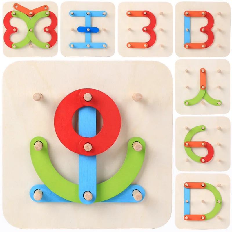 

Funny Wooden Columns Puzzle Numbers Letters Shapes Children's Creativity Variety DIY Jigsaw Set Intelligent Game Educational Toy