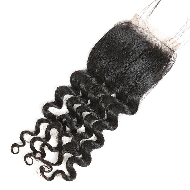 Естественное волнистое закрытие 4 × кружевное естественного цвета швейцарское