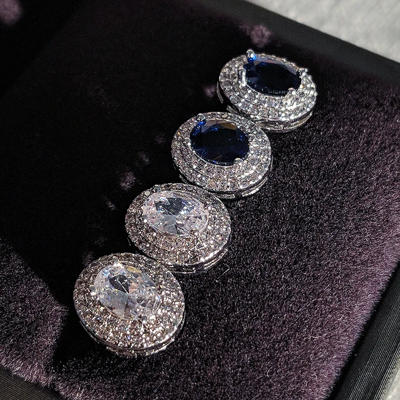 Овальный циркон серьги гвоздики для женщин Свадебные вечерние модные Boucle D'oreille