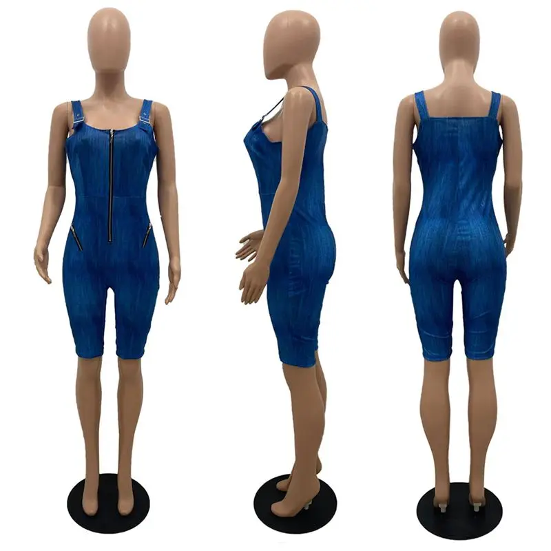 

ZKYZWX sexy Zip Bodycon Playsuit for Women Summer Clothes Sleeveless Loungewea RWorkout Rompers Overalls One Piece Club Outfits