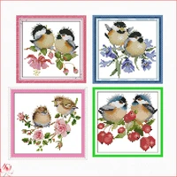 joy sunday two birds printed cross stitch kit 14ct 11ct canvas fabric animal embroidery kit diy pattern sewing set home deco