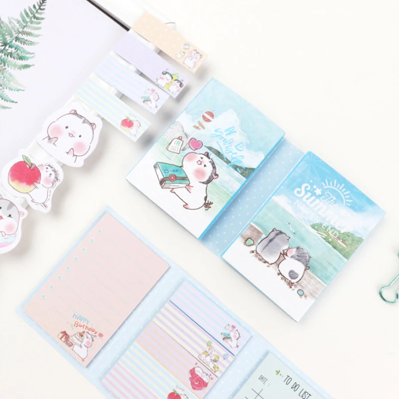 

10book Cartoon Hamster 6 Flod Memo Pad Kawaii mouse Sticky Note DIY Message Paper Notepad Gifts for Kids School Supply