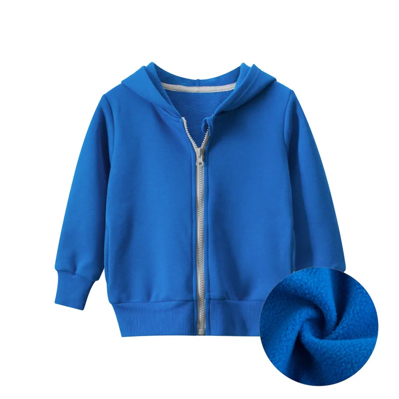 2023 Spring Winter Solid Hoodie Clothes for Boys Girls Cotton Zipper Villus Casual Simplified Coat Sweatshirt Clothing images - 6