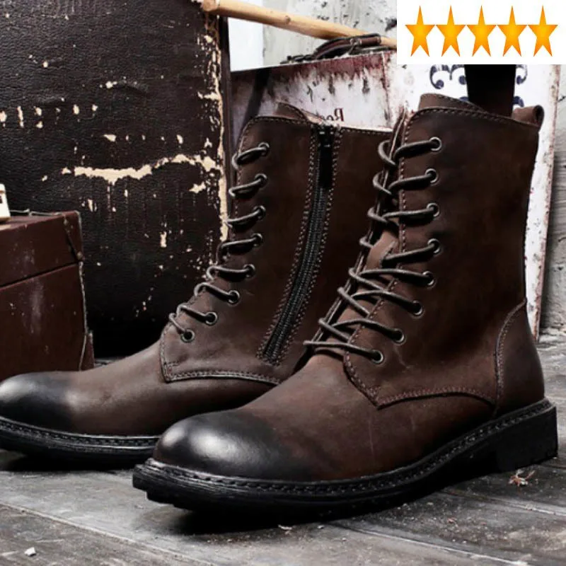 

Work 2021 Winter Vintage Men Plus Size 38-46 British Style Desert Military Boots High-Top Genuine Leather Snow Shoes Male