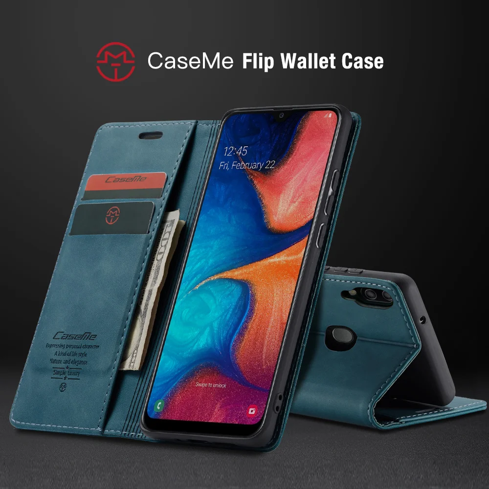 Кожаный чехол для Samsung Galaxy A20 A20E A70 A50 A40 A30 A80 металлический с логотипом S10 S10E Plus