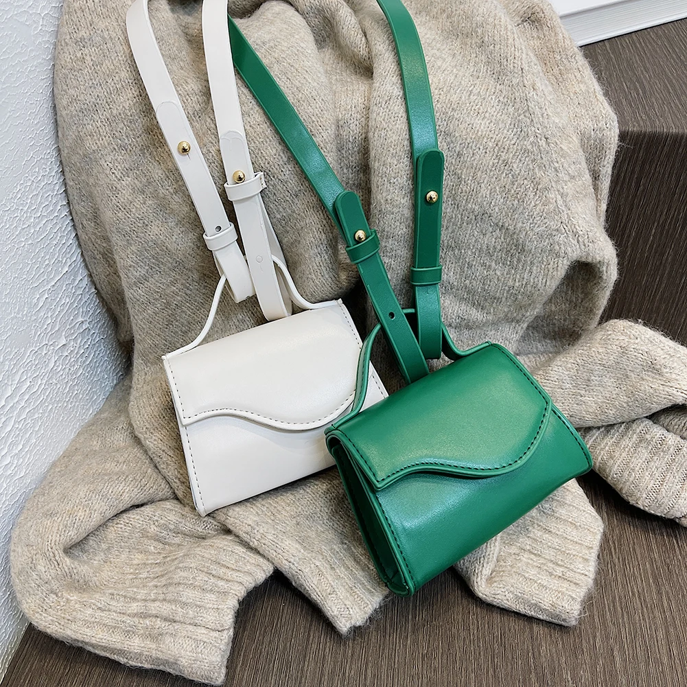 

Female PU Leather Shoulder Bag Female Mini Purse All-Match Travel Messenger Bag Retro Casual Mini Flap Multifunctional Handbags