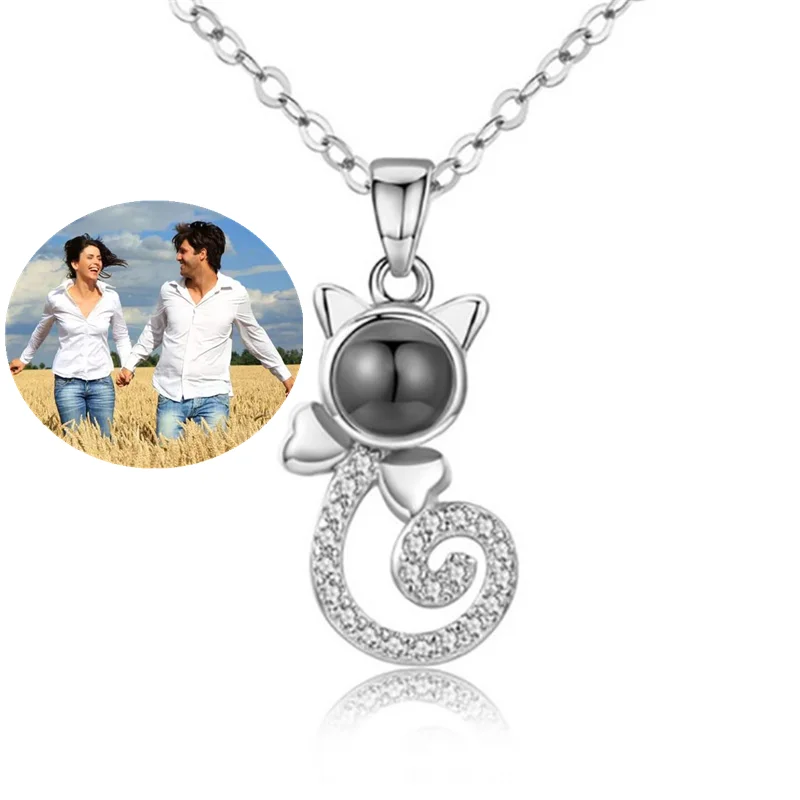Drop Shipping Custom Projection Memory Pet Photo Footprints Cat Dog Pendant Necklace 925 Silver Jewelry | Украшения и аксессуары