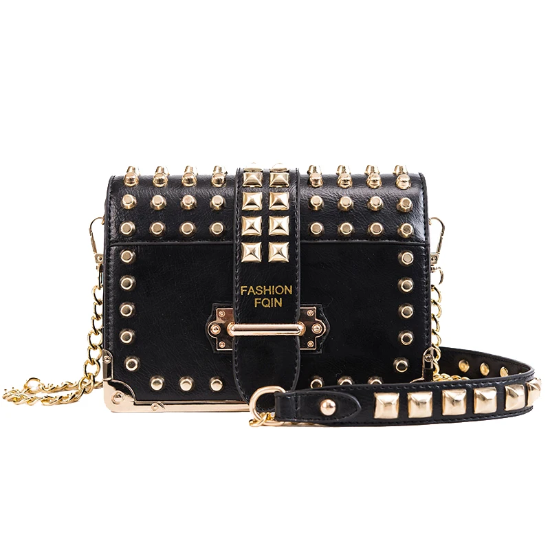

Women's Designer Handbag Luxury Brand Vintage Rivet bag 2020 Fashion New High Quality PU Leather Chain Shoulder Messenger bag