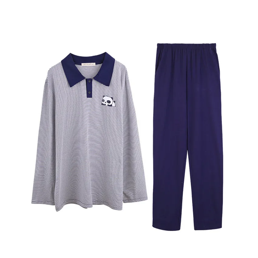 Пижамный комплект мужской, из хлопка, с длинным рукавом и лацканами, в полоску, размера плюс Xxl от AliExpress RU&CIS NEW