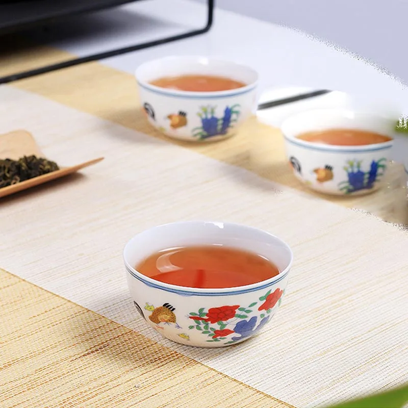 BORREY Chinese Tea Cup Ceramic Kung Fu Set Porcelain Bowl Ming Dynasty Teacup Master Puer Oolong | Дом и сад